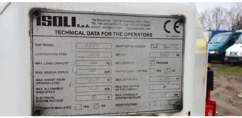 Caminhão, Caminhão grua Nissan Cabstar 35.12 - ISOLI PT 225 aerial working platform 22,5m - 3,5: foto 19 Caminhão, Caminhão grua Nissan Cabstar 35.12 - ISOLI PT 225 aerial working platform 22,5m - 3,5: foto 19