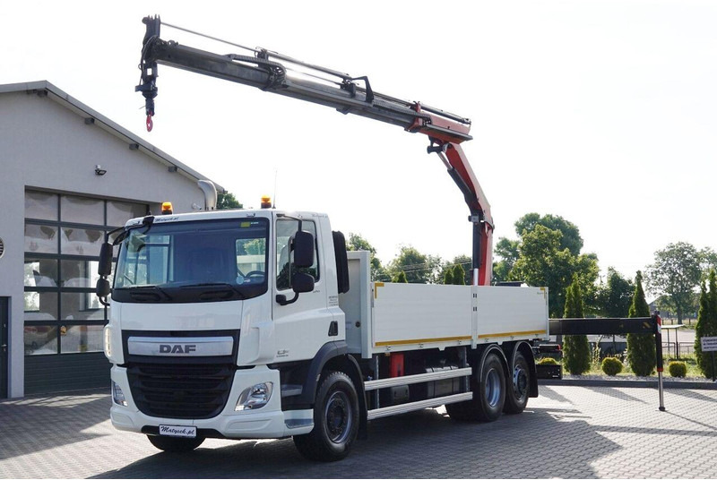DAF CF 370 / 6x2 / SKRZYNIOWY - paka: 6,4 m / + HDS PALFINGER PK 180 - Camião de caixa aberta/ Plataforma, Caminhão grua: foto 1 DAF CF 370 / 6x2 / SKRZYNIOWY - paka: 6,4 m / + HDS PALFINGER PK 180 - Camião de caixa aberta/ Plataforma, Caminhão grua: foto 1