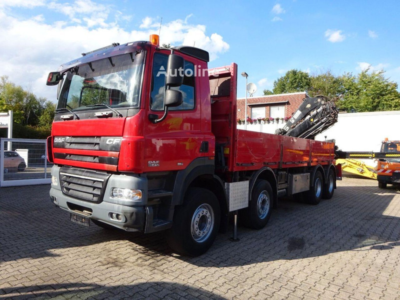 DAF CF 85.410 - Flatbed + crane - Camião de caixa aberta/ Plataforma, Caminhão grua: foto 1 DAF CF 85.410 - Flatbed + crane - Camião de caixa aberta/ Plataforma, Caminhão grua: foto 1