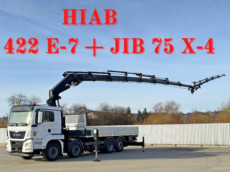 MAN TGS 35.440* HIAB 422 E-7 + JIB 75 X-4 + FUNK - Camião de caixa aberta/ Plataforma, Caminhão grua: foto 1 MAN TGS 35.440* HIAB 422 E-7 + JIB 75 X-4 + FUNK - Camião de caixa aberta/ Plataforma, Caminhão grua: foto 1