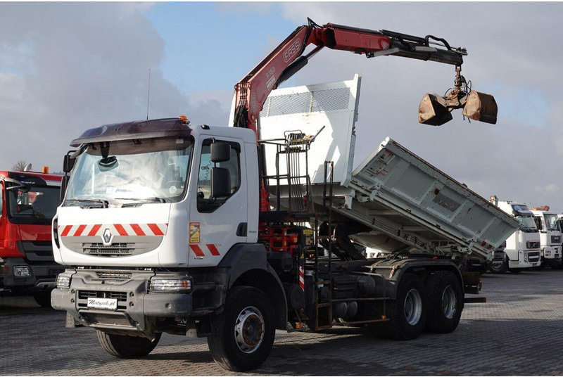Renault KERAX 410 / 6x4 / WYWROTKA + HDS FASSI F150 / HYDROBURTA / BORDM - Caminhão basculante, Caminhão grua: foto 1 Renault KERAX 410 / 6x4 / WYWROTKA + HDS FASSI F150 / HYDROBURTA / BORDM - Caminhão basculante, Caminhão grua: foto 1