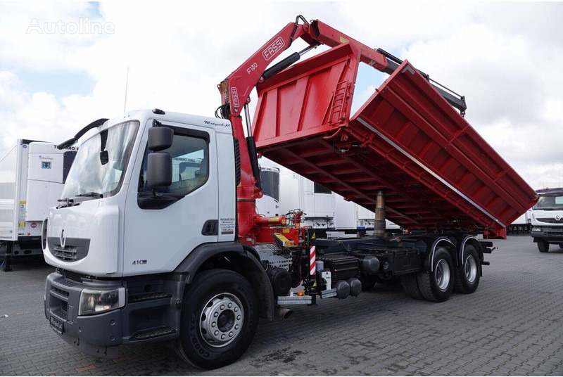 Renault LANDER 3 way tipper + crane FASSI 130 6x4 - Caminhão basculante, Caminhão grua: foto 2 Renault LANDER 3 way tipper + crane FASSI 130 6x4 - Caminhão basculante, Caminhão grua: foto 2