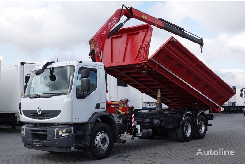 Renault LANDER 3 way tipper + crane FASSI 130 6x4 - Caminhão basculante, Caminhão grua: foto 1 Renault LANDER 3 way tipper + crane FASSI 130 6x4 - Caminhão basculante, Caminhão grua: foto 1