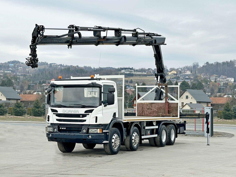 Scania P 410*PLATFORM 7,00m*HIAB 244 E-5 HIPRO+FUNK/8x4 - Camião de caixa aberta/ Plataforma, Caminhão grua: foto 2 Scania P 410*PLATFORM 7,00m*HIAB 244 E-5 HIPRO+FUNK/8x4 - Camião de caixa aberta/ Plataforma, Caminhão grua: foto 2