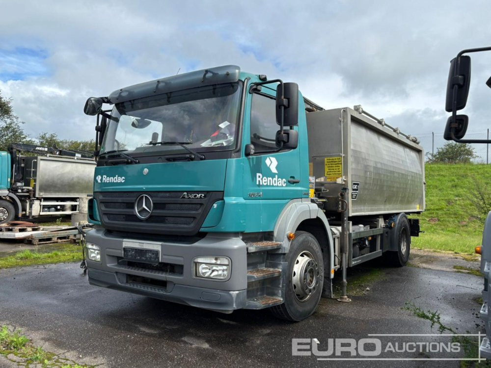 2009 Mercedes Axor 1824L 4x2, Crane, Stamps, Stainless Steel Container (German Reg. Docs. Part II Available) - Caminhão basculante: foto 1 2009 Mercedes Axor 1824L 4x2, Crane, Stamps, Stainless Steel Container (German Reg. Docs. Part II Available) - Caminhão basculante: foto 1