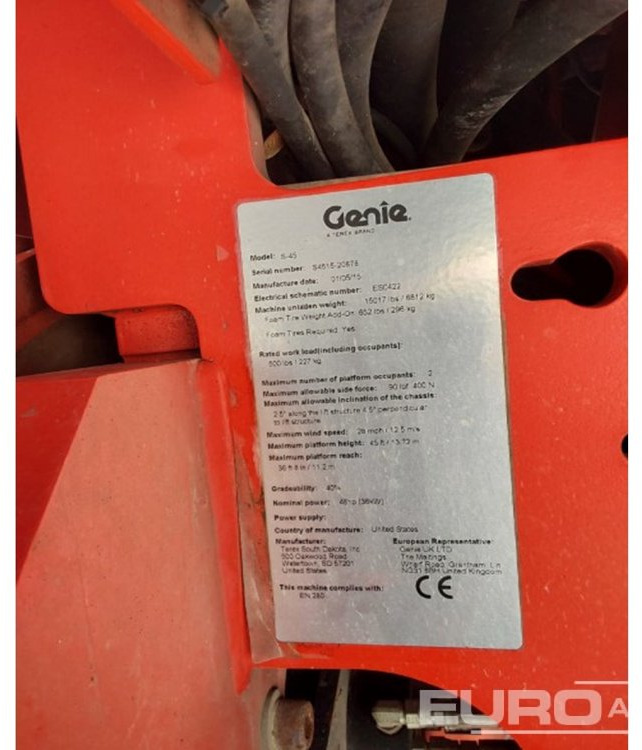 2015 Genie S-45 - Plataforma aérea: foto 3 2015 Genie S-45 - Plataforma aérea: foto 3