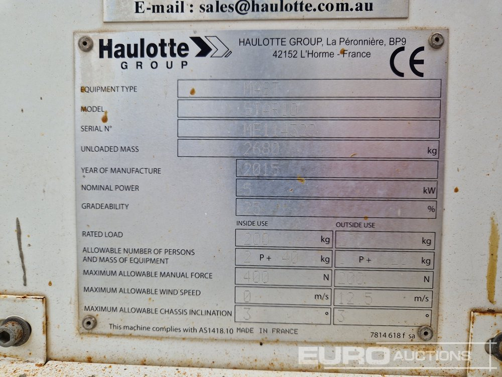 Plataforma de mastro vertical 2015 Haulotte Star 10: foto 23