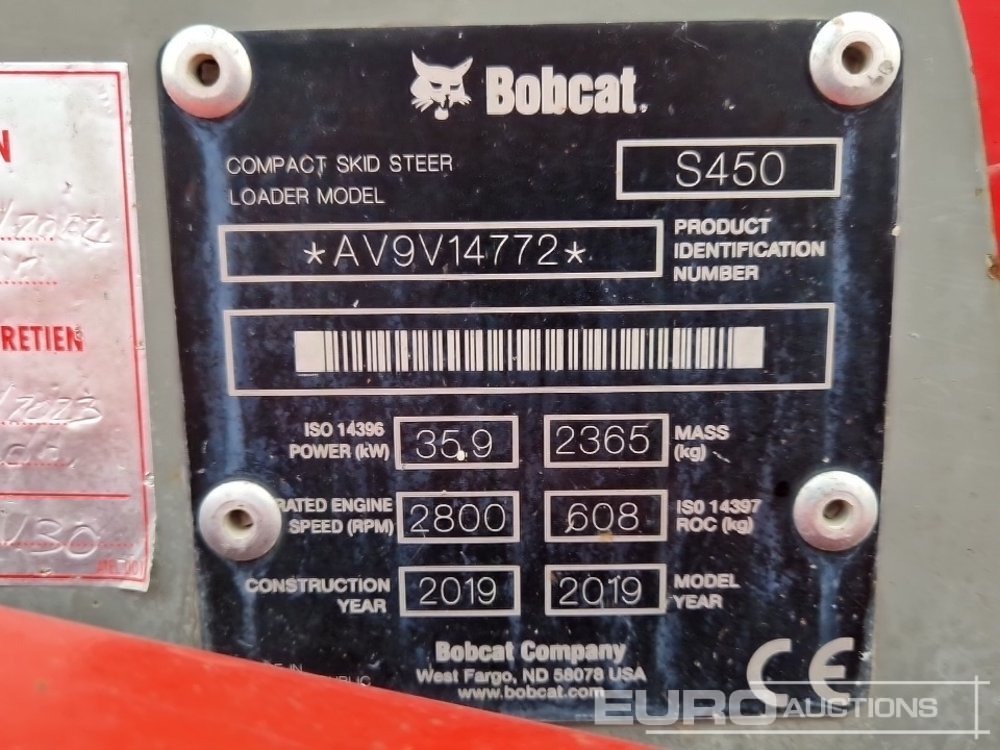 Mini carregadeira 2019 Bobcat S450: foto 23