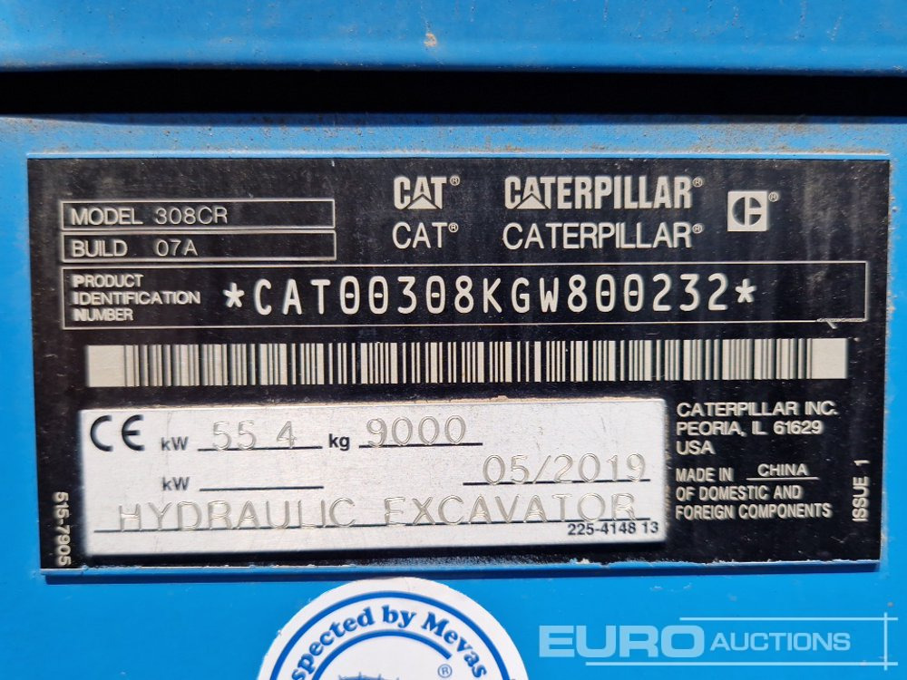 Mini escavadeira 2019 CAT 308CR: foto 40