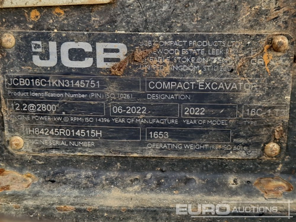 Mini escavadeira 2022 JCB 16C-1 T3: foto 34