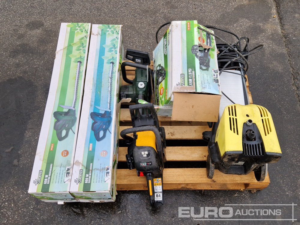 Various Garden Tools, Pressure Washer, Petrol + Electric Chainsaws, Electric Hedge Trimmer - Equipamento de construção: foto 1 Various Garden Tools, Pressure Washer, Petrol + Electric Chainsaws, Electric Hedge Trimmer - Equipamento de construção: foto 1