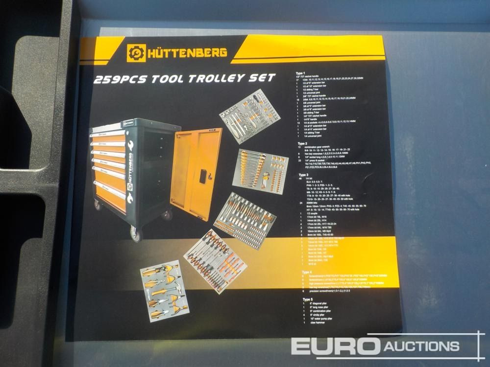 Equipamento para oficina Unused Huttenberg Tools Trolley, 220Pcs, Complete with Tools, 6 Drawers  / Carro Porta Herramientas Completo, 6 Cajones: foto 9