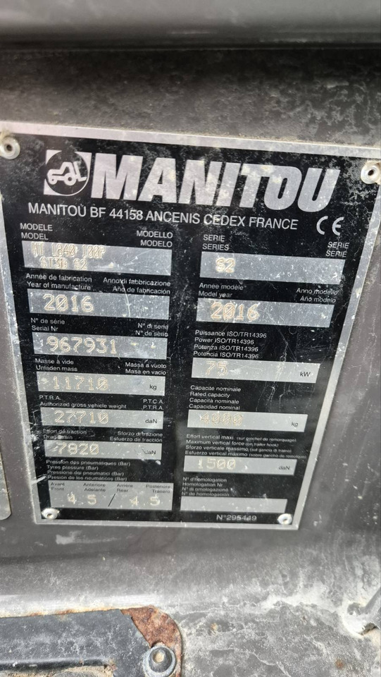 MANITOU MT1840 / 2016 - Empilhador telescópico: foto 4 MANITOU MT1840 / 2016 - Empilhador telescópico: foto 4
