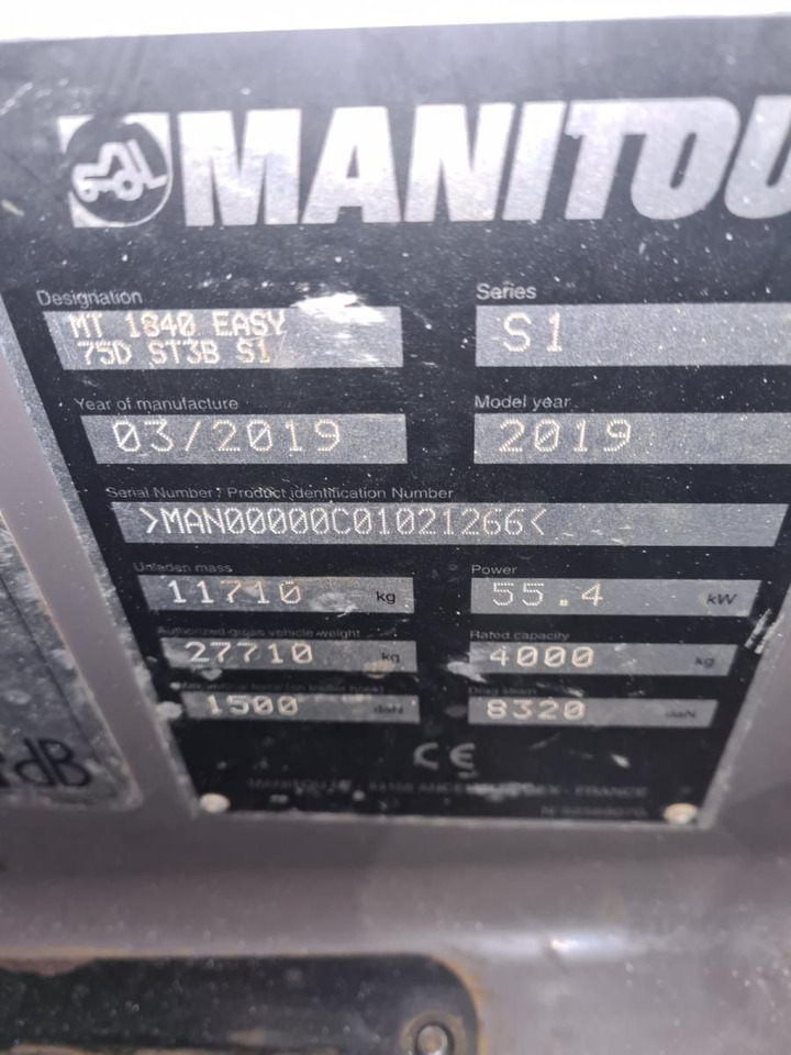 MANITOU MT1840 / 2019 - Empilhador telescópico: foto 4 MANITOU MT1840 / 2019 - Empilhador telescópico: foto 4