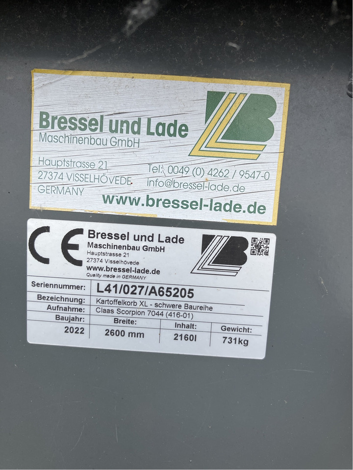 Bressel und Lade Kartoffelkorb XL - Carregador frontal para o trator: foto 2 Bressel und Lade Kartoffelkorb XL - Carregador frontal para o trator: foto 2