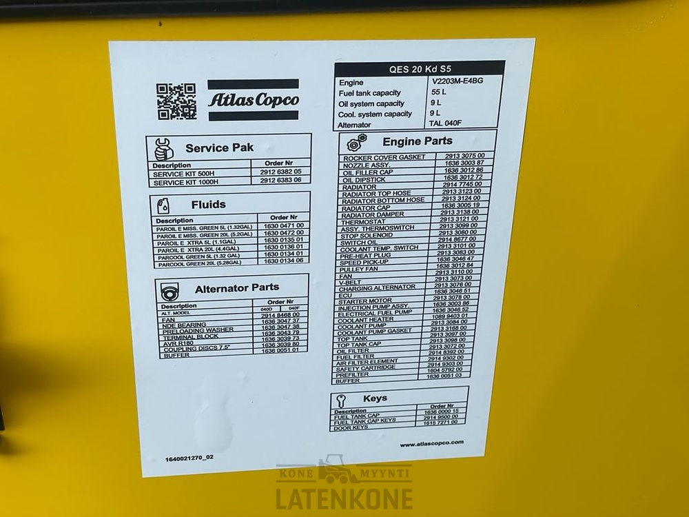 Gerador elétrico Atlas Copco QES 20 50 Hz Generaattori StageV: foto 15