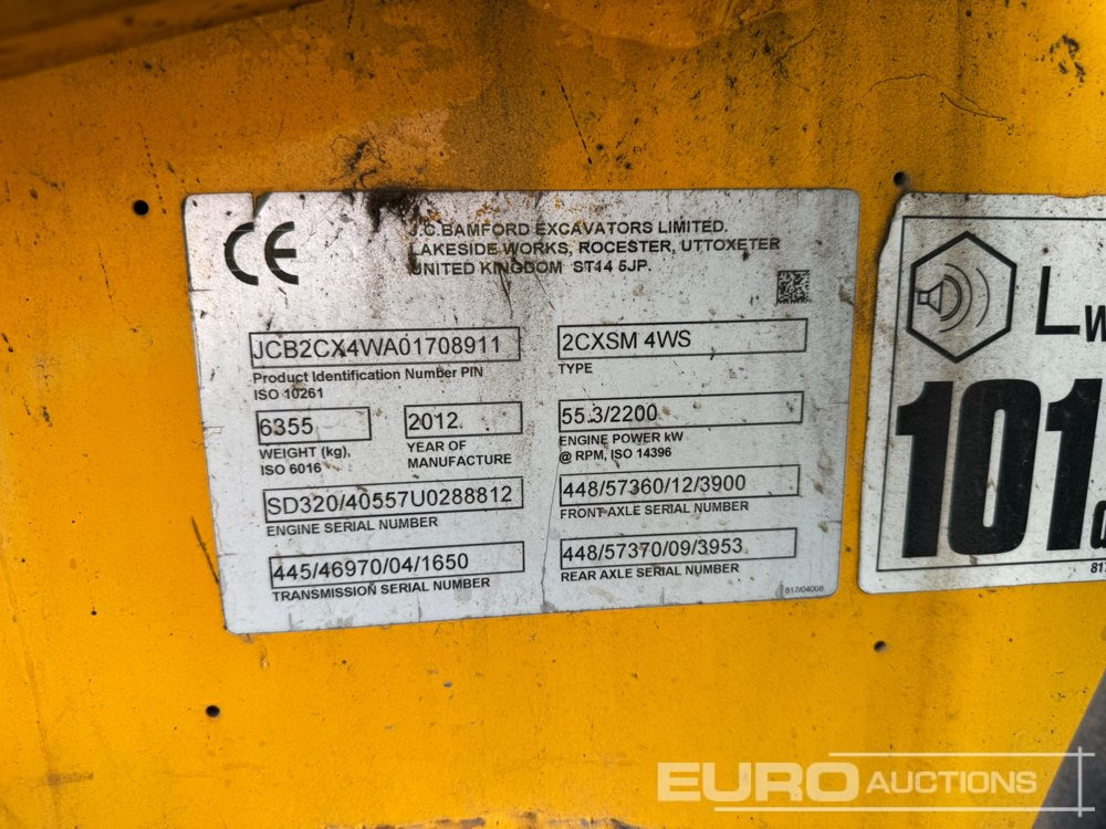 Retroescavadeira 2012 JCB 2CX: foto 13