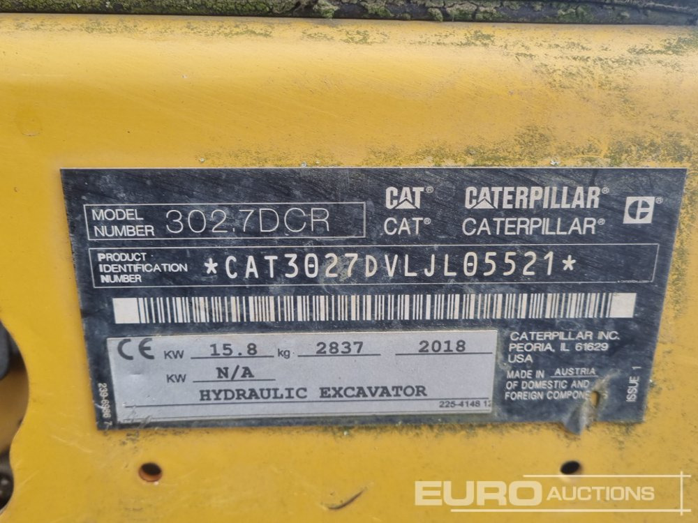 Mini escavadeira 2018 CAT 302.7DCR: foto 44