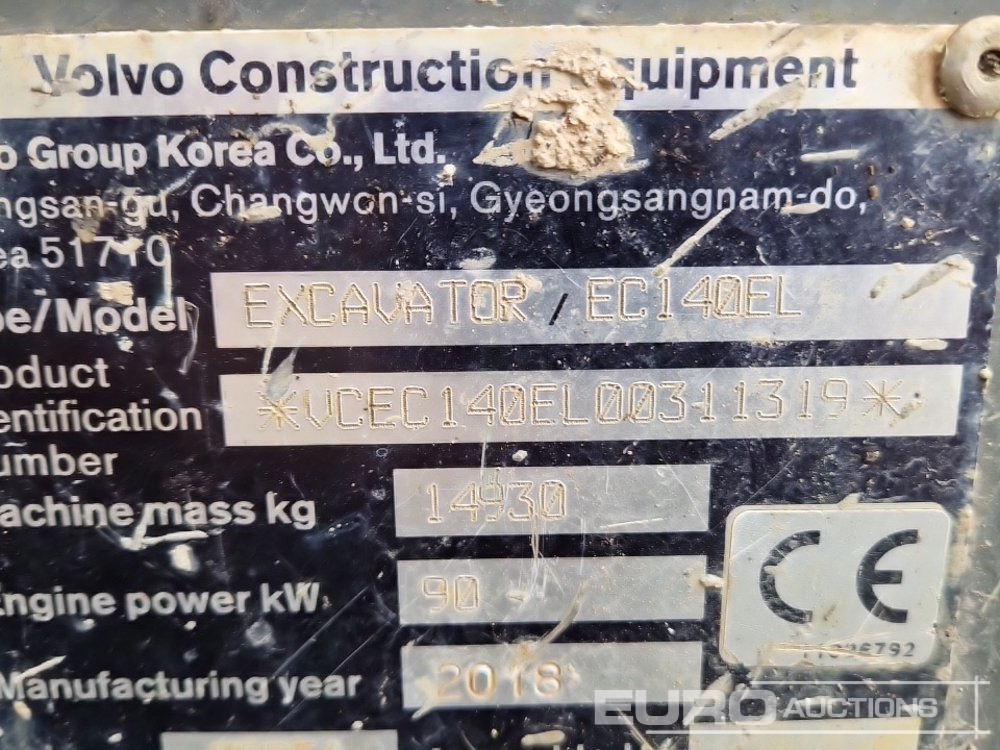 Escavadora de rastos 2018 Volvo EC140EL: foto 46