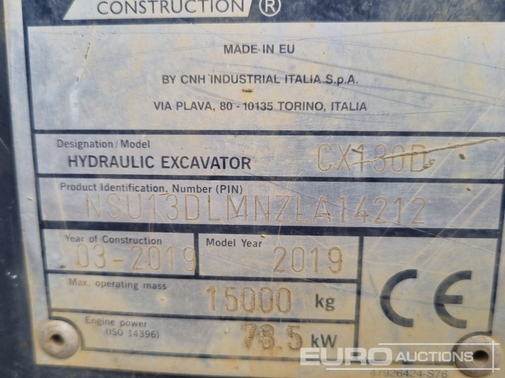 Escavadora de rastos 2019 Case CX130D: foto 40