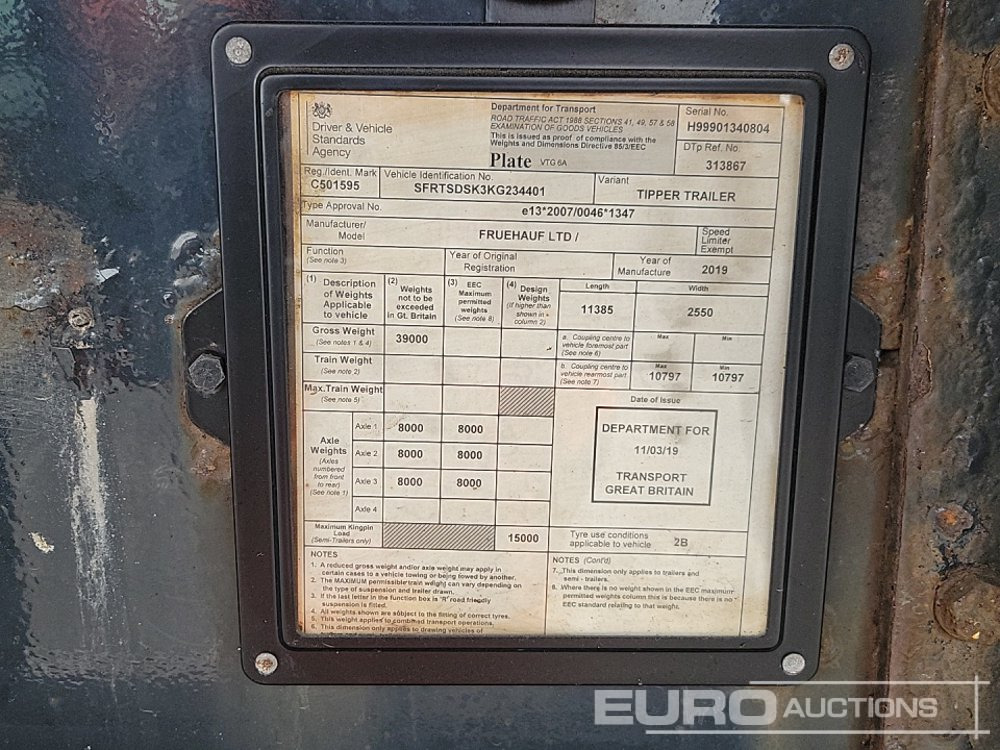 Semireboque basculante 2019 Freuhauf Tri Axle Bulk Tipping Trailer, Easy Sheet: foto 41