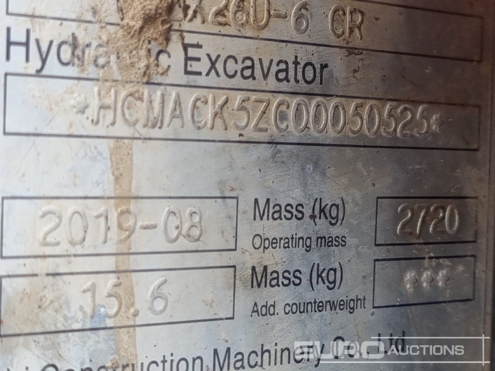 Mini escavadeira 2019 Hitachi ZX26U-6 CR: foto 45