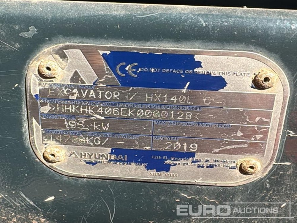 Escavadora de rastos 2019 Hyundai HX140LC: foto 9