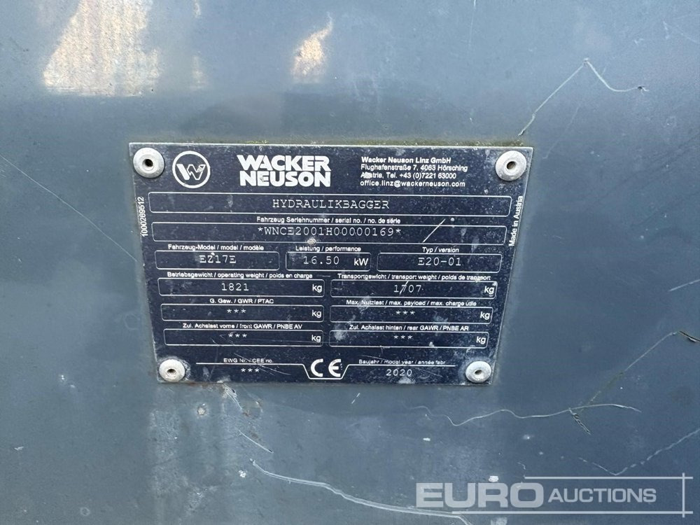 Mini escavadeira 2020 Wacker Neuson EZ17E: foto 7