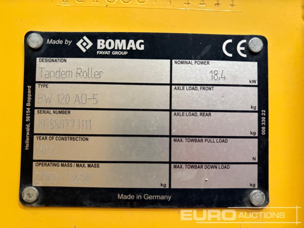 2022 Bomag BW120AD-5 - Rolo: foto 4 2022 Bomag BW120AD-5 - Rolo: foto 4