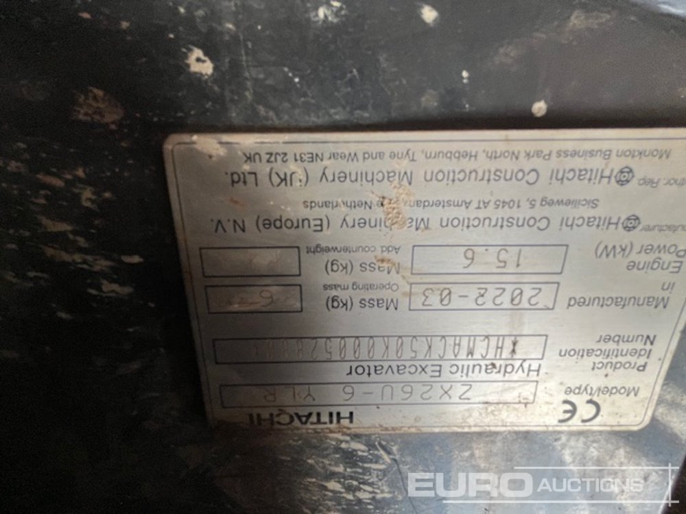 2022 Hitachi ZX26U-6 YLR - Mini escavadeira: foto 5 2022 Hitachi ZX26U-6 YLR - Mini escavadeira: foto 5
