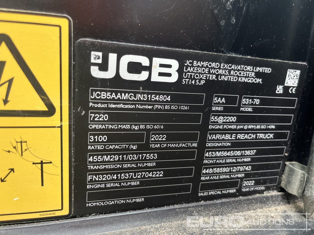 2022 JCB 531-70 - Empilhador telescópico: foto 2 2022 JCB 531-70 - Empilhador telescópico: foto 2
