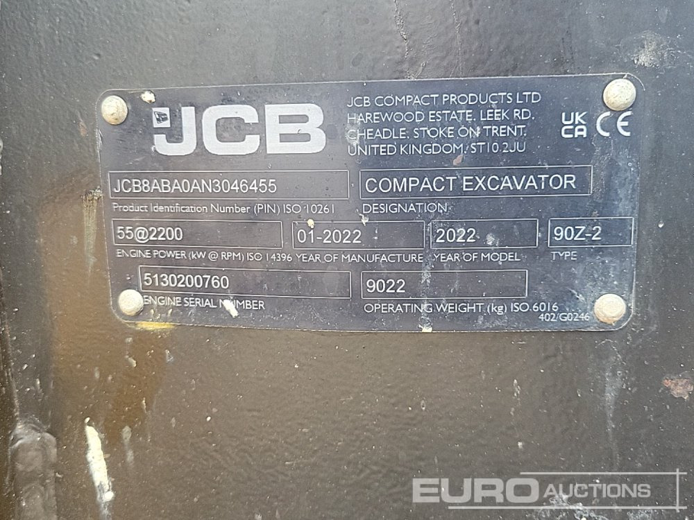 Mini escavadeira 2022 JCB 90Z-2: foto 43