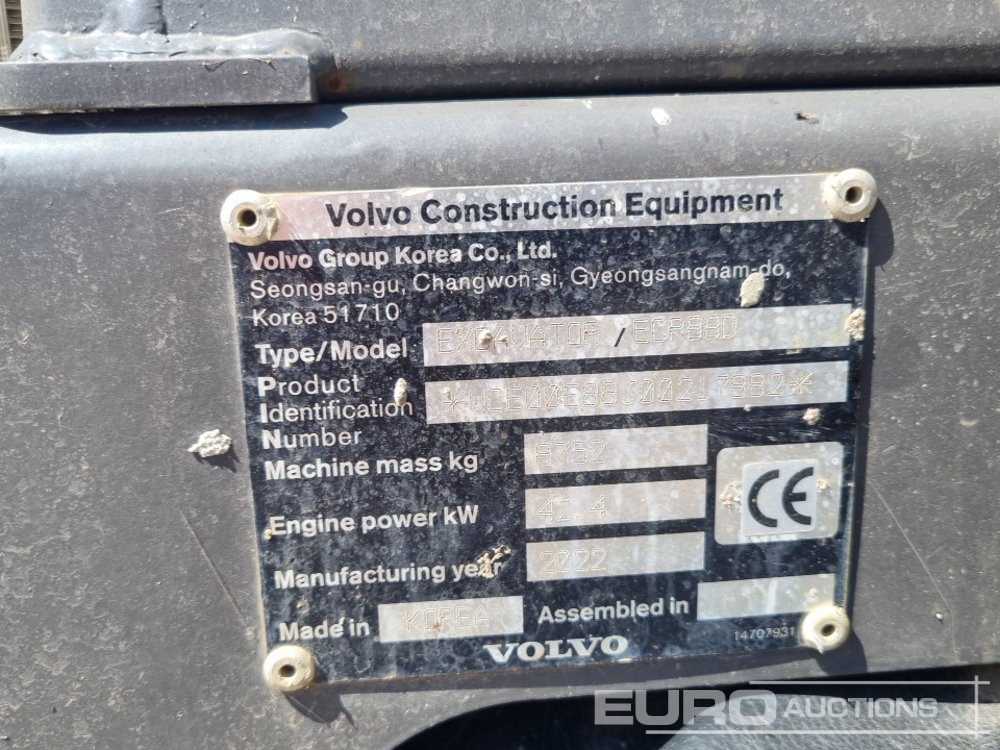 Mini escavadeira 2022 Volvo ECR88D: foto 43