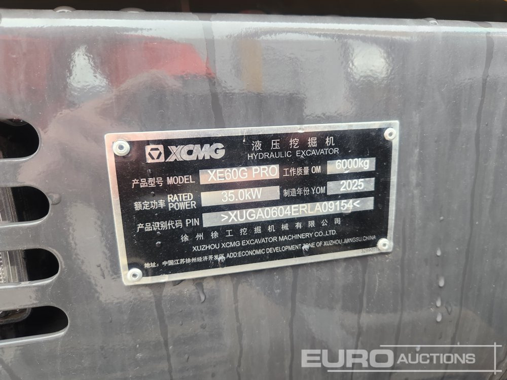 Mini escavadeira Unused 2025 XCMG XE60G PRO: foto 49