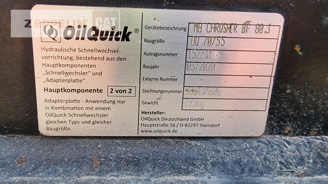 Oilquick Deutschland GmbH Kopfplatte OQ70/55 - Equipamento de Máquina de construção: foto 2 Oilquick Deutschland GmbH Kopfplatte OQ70/55 - Equipamento de Máquina de construção: foto 2